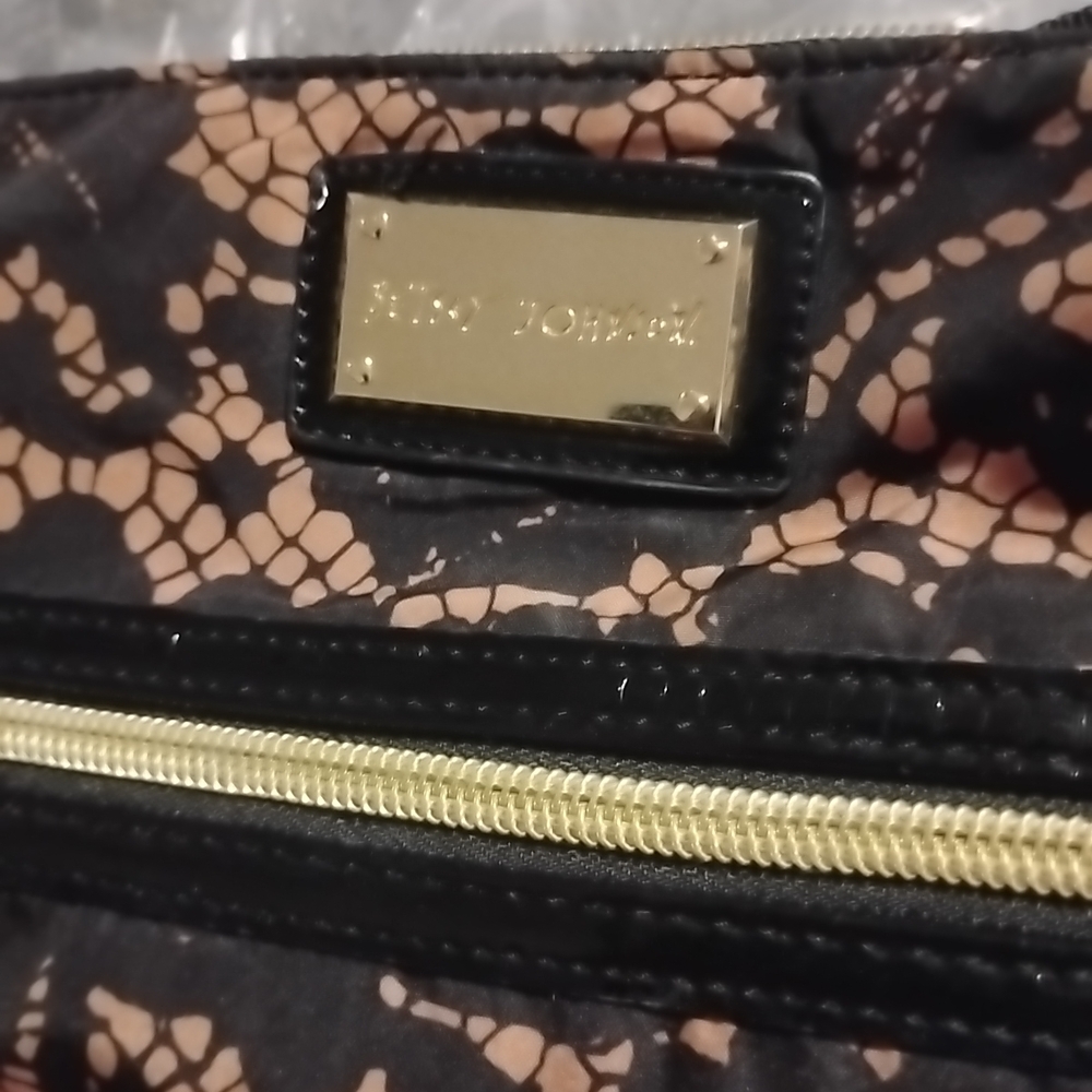 Betsey Johnson Black and Tan Lace Cosmetic Bag